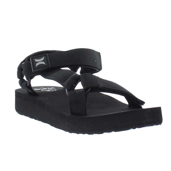 BNWT Hurley Fabric Strap All Black Sandal Size 7 Women’s - Picture 1 of 4